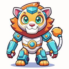 Cute animal robot with white background, full body