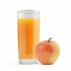 Fototapeta premium Medium shot of Glass of apple juice near the apple, isolated on a white background, 