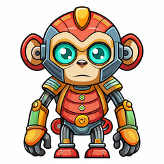 Cute animal robot with white background, full body