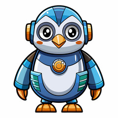 Cute animal robot with white background, full body