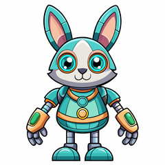 Cute animal robot with white background, full body