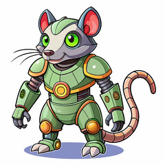 Cute animal robot with white background, full body