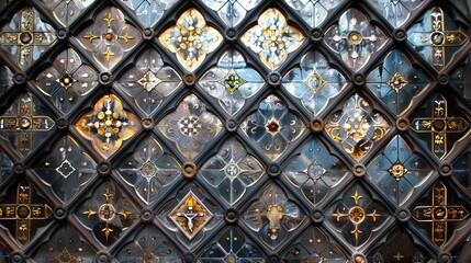 Christian church window motifs in a repeating design