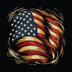 Stylish and Editable US Flag Illustration 