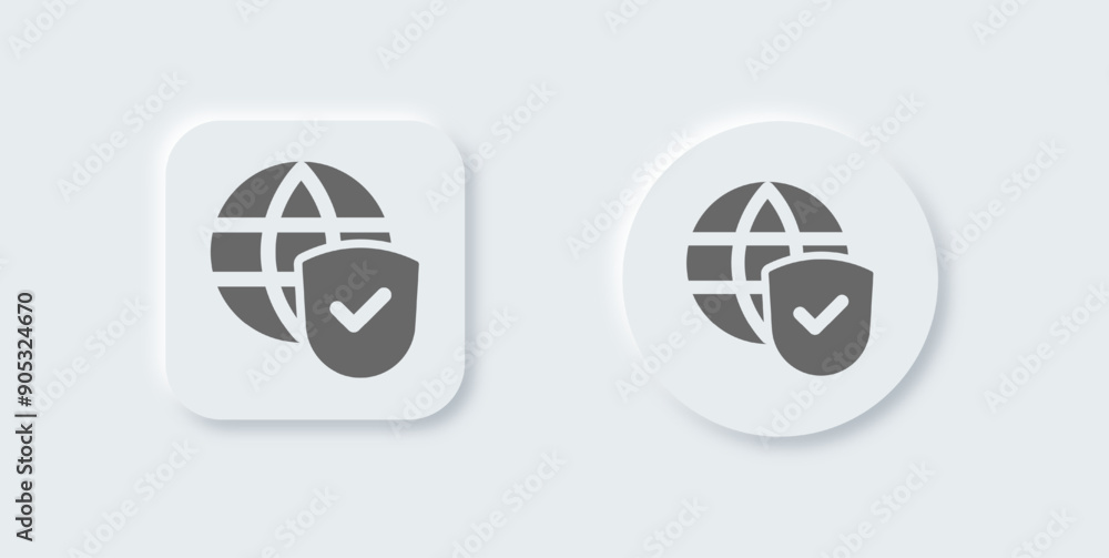 Poster secure connection solid icon in neomorphic design style. network signs vector illustration.