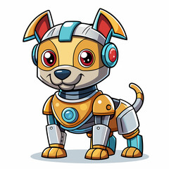 Cute animal robot with white background, full body