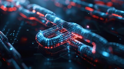 A chain of links with a blue and red color scheme