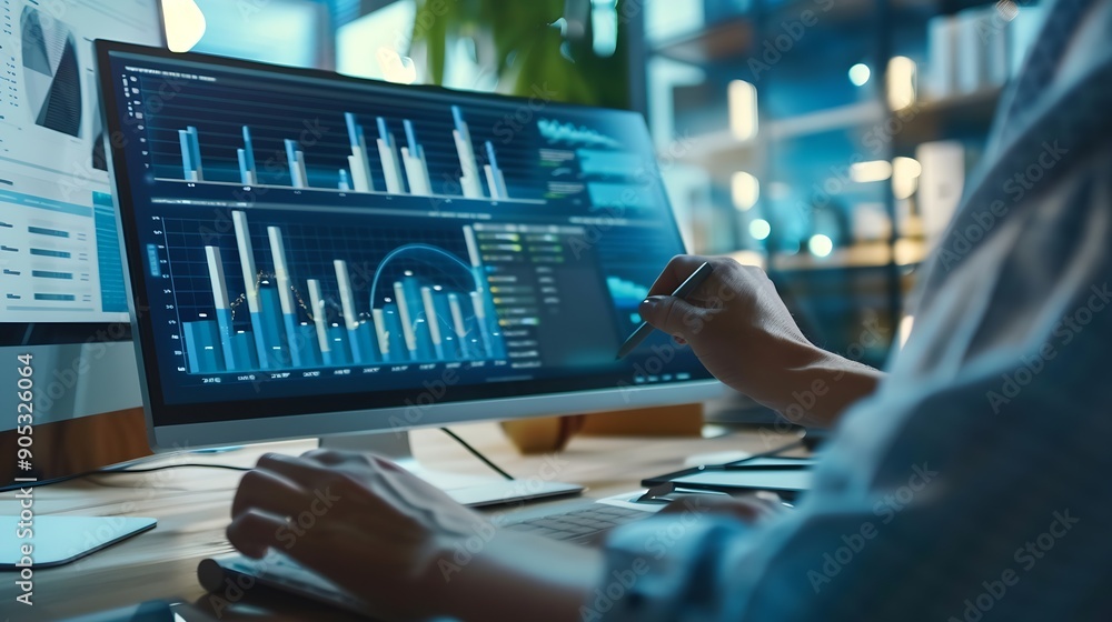 Poster Analysts use computers to analyze statistical data to improve targeted digital online marketing strategies for a business advantage Data Science Software Developer : Generative AI