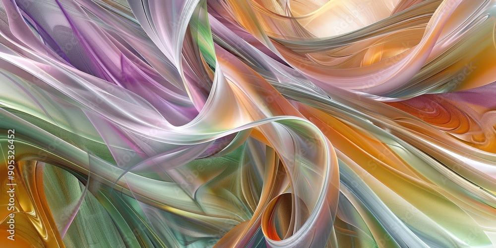 Poster a mesmerizing abstract artwork featuring colorful fluid swirls and waves that create a dynamic visua