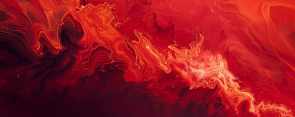 Intense scarlet abstract backdrop with organic, flowing shapes and lines, evoking a sense of movement and energy.