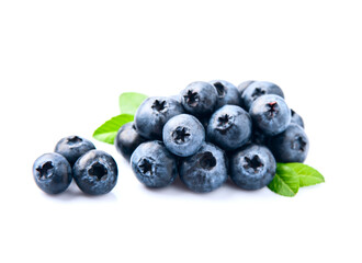 Sweet blueberries with leaves