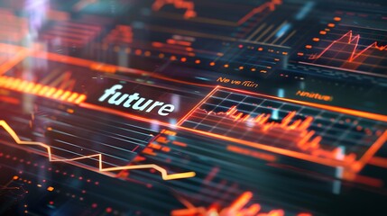 Obraz premium Closeup of Financial Graphs on Tablet Displaying the Word 