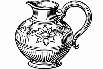 Various beautiful antique vintage jugs vector illustration 