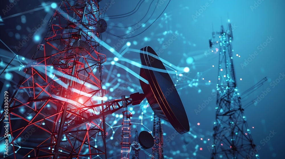 Poster communication network concept iot internet of things telecommunication : generative ai