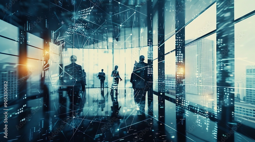 Poster digital transformation concept business communication network smart office : generative ai