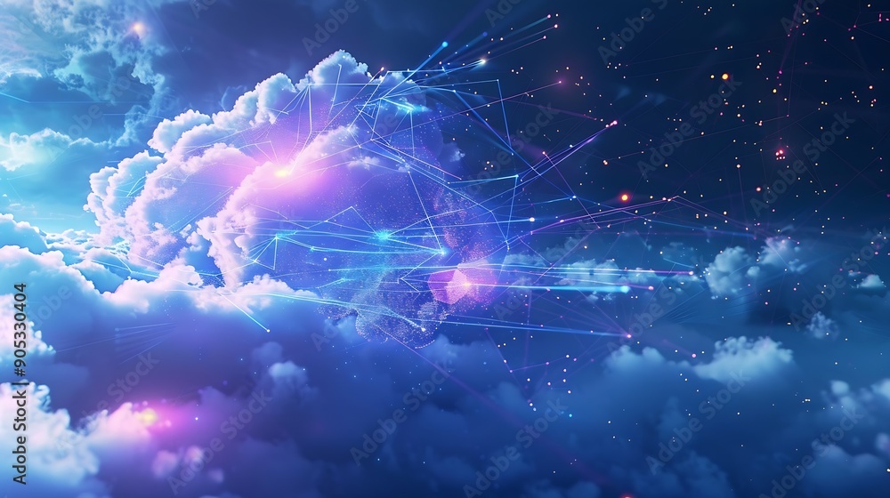 Poster Data exchange digital technology background software development cloud computing Business Intelligence global network Data analysis techician team computer programming internet technol : Generative AI
