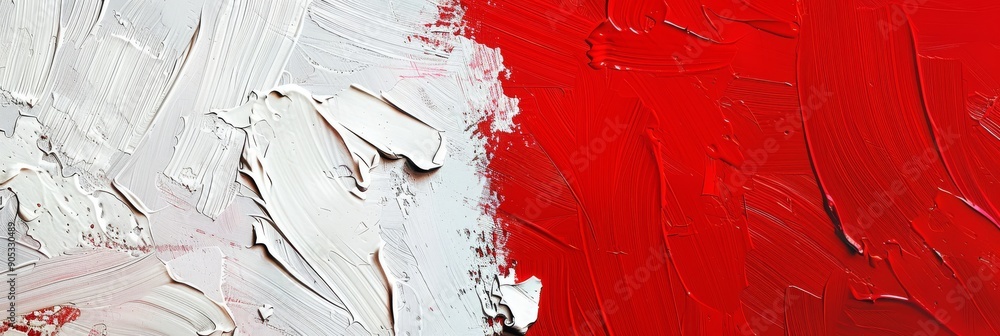 Poster an abstract red and white paint texture featuring an artistic and colorful design