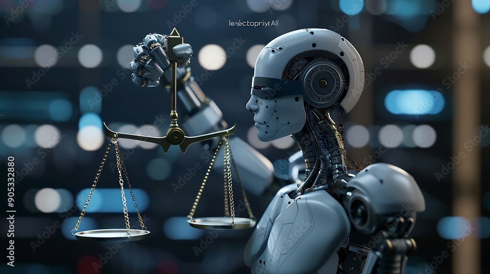 Poster AI rules and law concept enforce to control AI artificial intelligence social responsibility and ensure fairness and transparency in usage of NLP generative AI to comply with internati : Generative AI