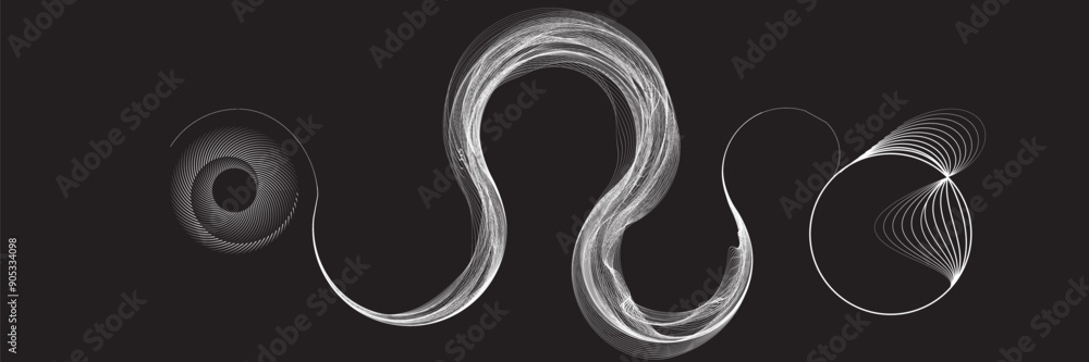 Aufkleber abstract flow linear fluid shapes .curved lines pattern . music sound wave . vector illustration