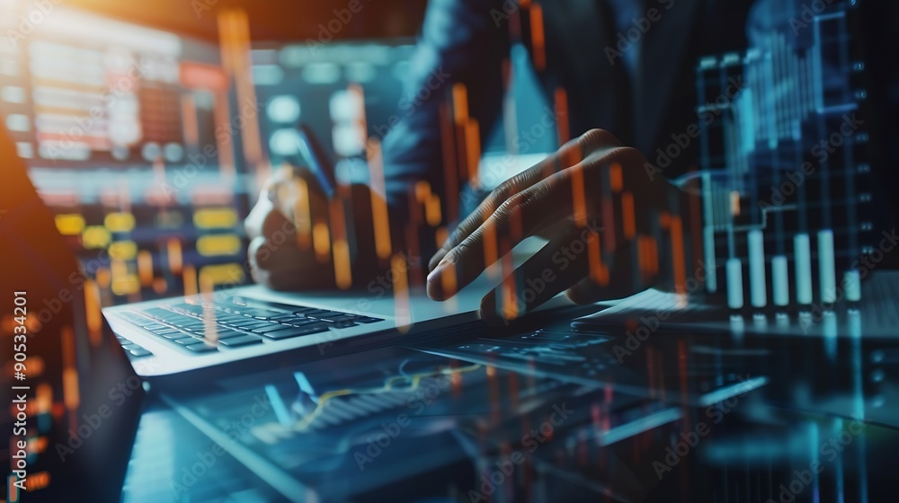 Aufkleber banking business finance and investment concept businessman analyzing market data financial graph re