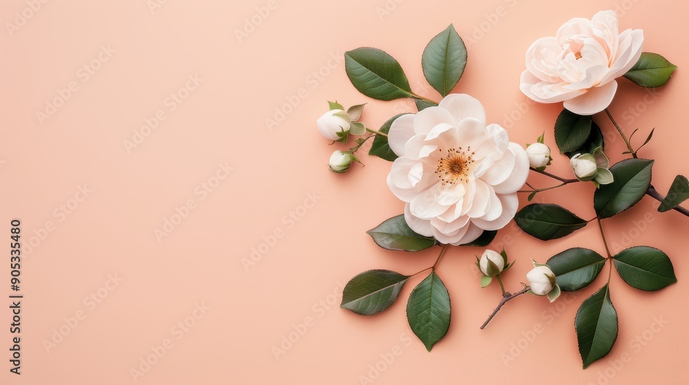 Poster a sophisticated composition in shades of brown, with a charming rose border adding a touch of elegan