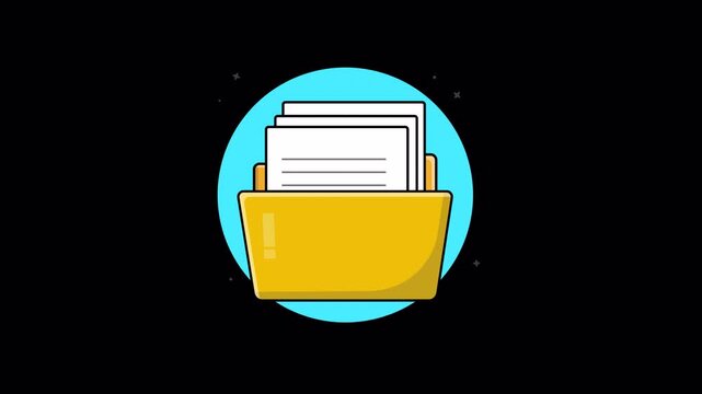 Folder with Document Animation Video - Transparent