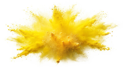 yellow explosion blast splash on transparent background