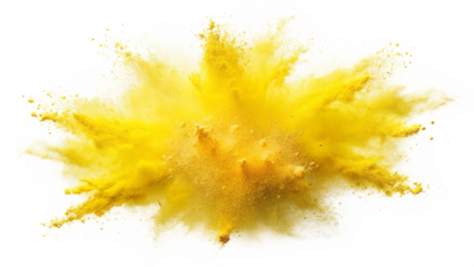 yellow explosion blast splash on transparent background
