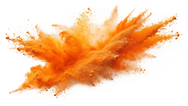 fire flames orange powder explosion blast splash on transparent background