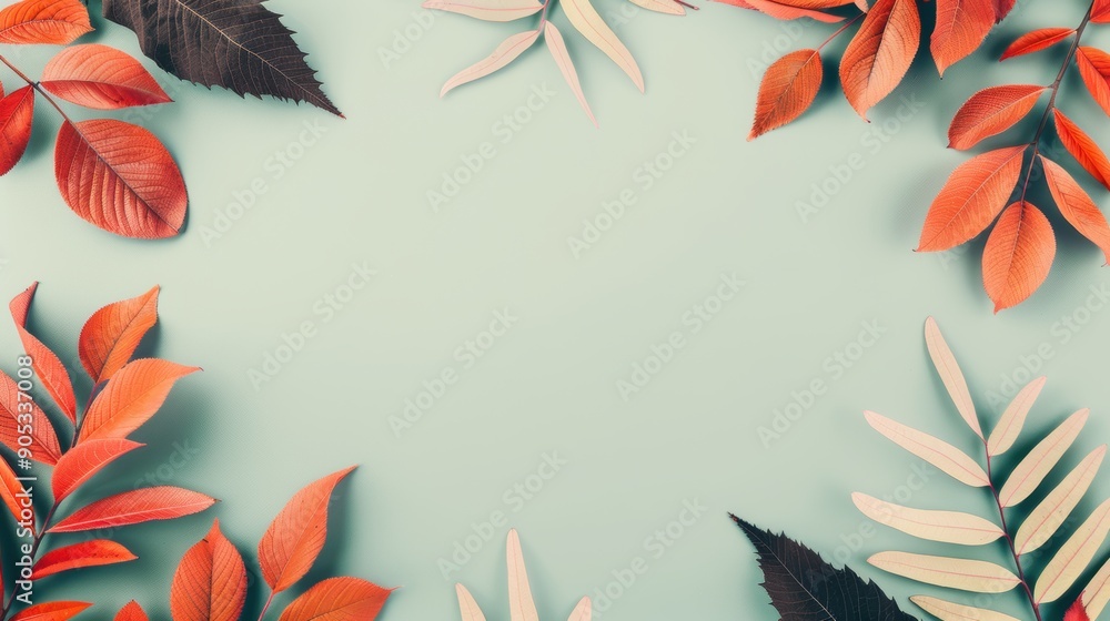 Aufkleber a simple yet elegant composition with a brown foliage border framing an empty space in the center, i