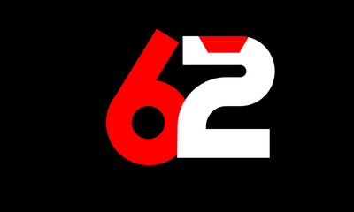 62 Red White Number Geometric Simple Fresh