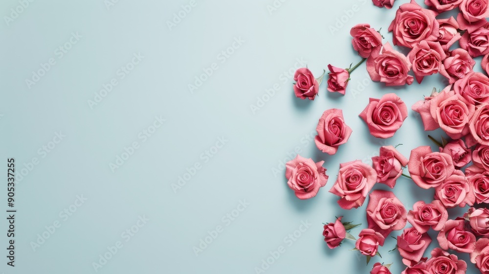 Poster a border of red roses, designed in a minimalist style with a clean and simple layout. the image offe