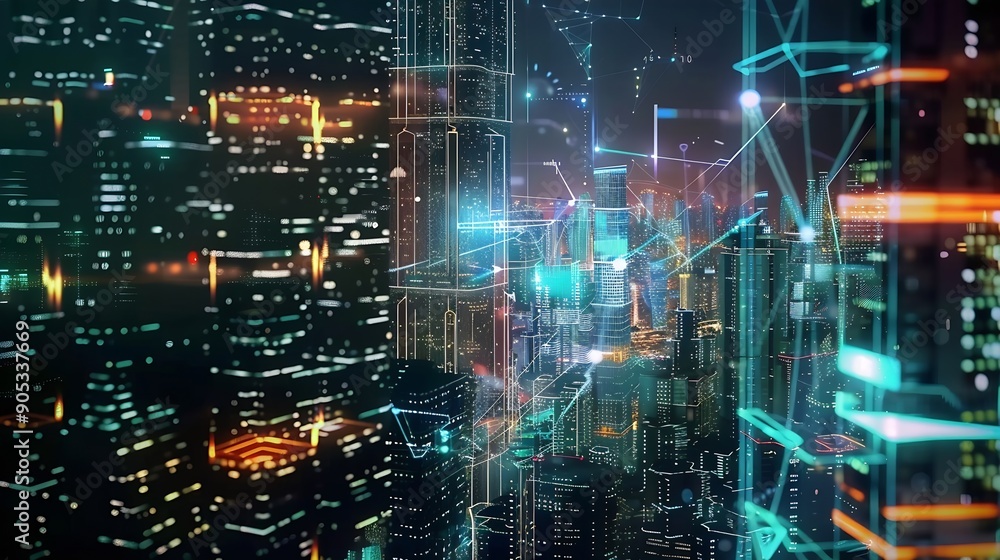 Poster smart city and intelligent communication network of things wireless connection technologies concept 