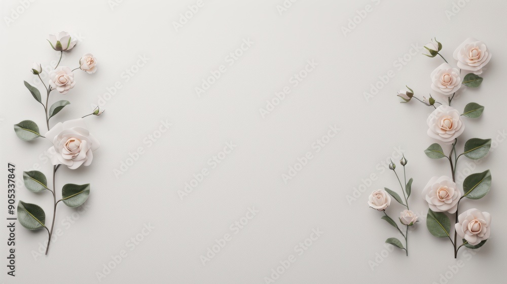 Poster a simple and elegant white border adorned with delicate roses, creating a beautiful and feminine fra