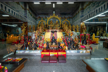 Bangkok, Thailand, July 28, 2024, Shiva Hindu Temple Ram inthra, Golden Hindu Deities Altar