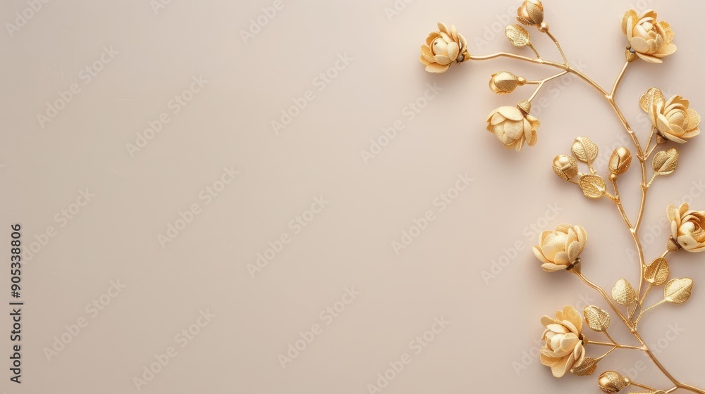 Poster an elegant border of golden roses, adding a touch of glamour to a minimalist design. the image offer