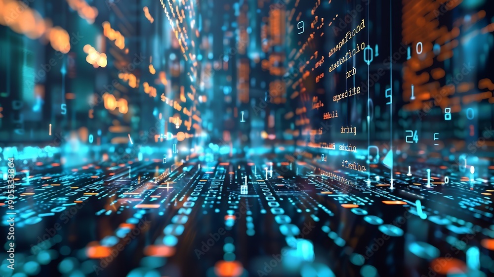Poster Digital transformation technology strategy  System engineering Binary code Programming adoption of technology in business in the digital age Digital transformation concept : Generative AI