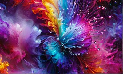 Vibrant Flowers with Dewdrops on Gradient Background