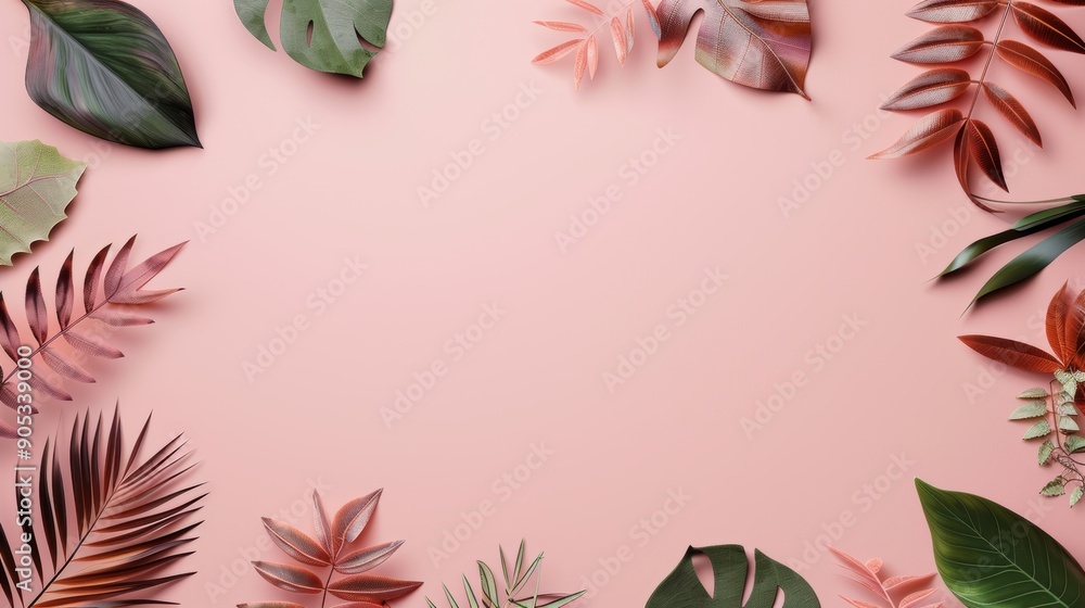 Poster a warm and inviting brown foliage border framing a clean, open area, perfect for adding custom conte