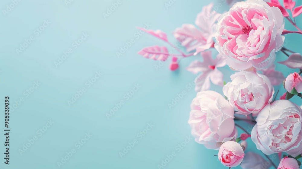 Poster a romantic and elegant composition featuring a neon rose border, with delicate details that create a