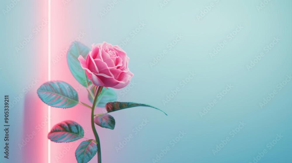 Poster a creative and artistic design featuring a neon rose border, with a unique and eye-catching look. th