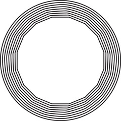 Circle line blend to polygon. Modern futuristic design element