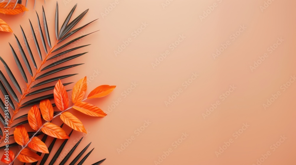 Poster a modern design with an orange foliage border and plenty of copy space, perfect for adding text or o