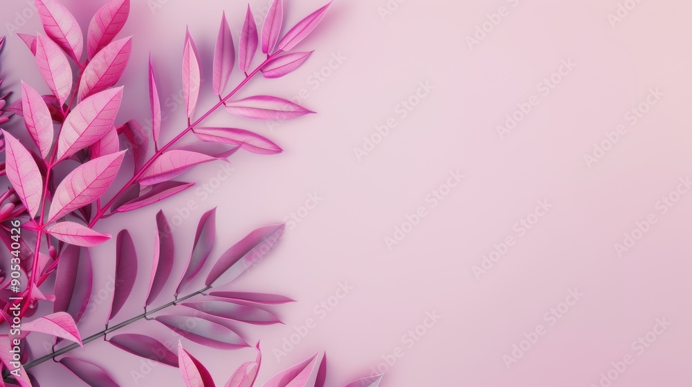 Poster a minimalistic design featuring a purple foliage border with ample copy space, perfect for creating 
