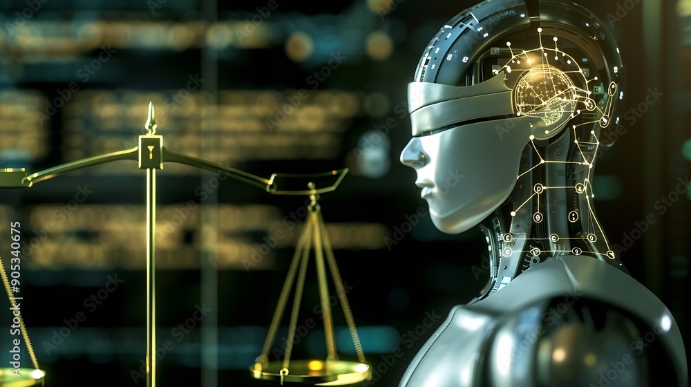 Aufkleber AI rules and law concept enforce to control AI artificial intelligence social responsibility and ensure fairness and transparency in usage of NLP generative AI to comply with internati : Generative AI