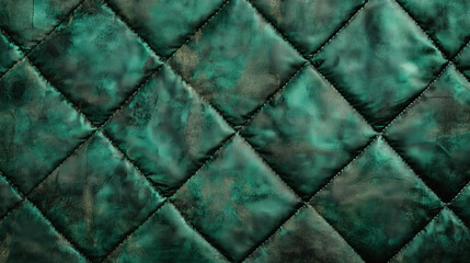 Fototapeta premium An emerald textured background with a fine, quilted texture. The padded design and deep green hues add a sense of comfort and warmth.