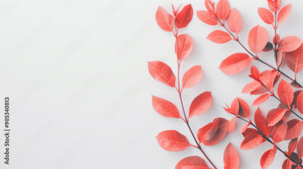 Poster a minimal design with a red foliage border surrounding an open space, perfect for adding personalize