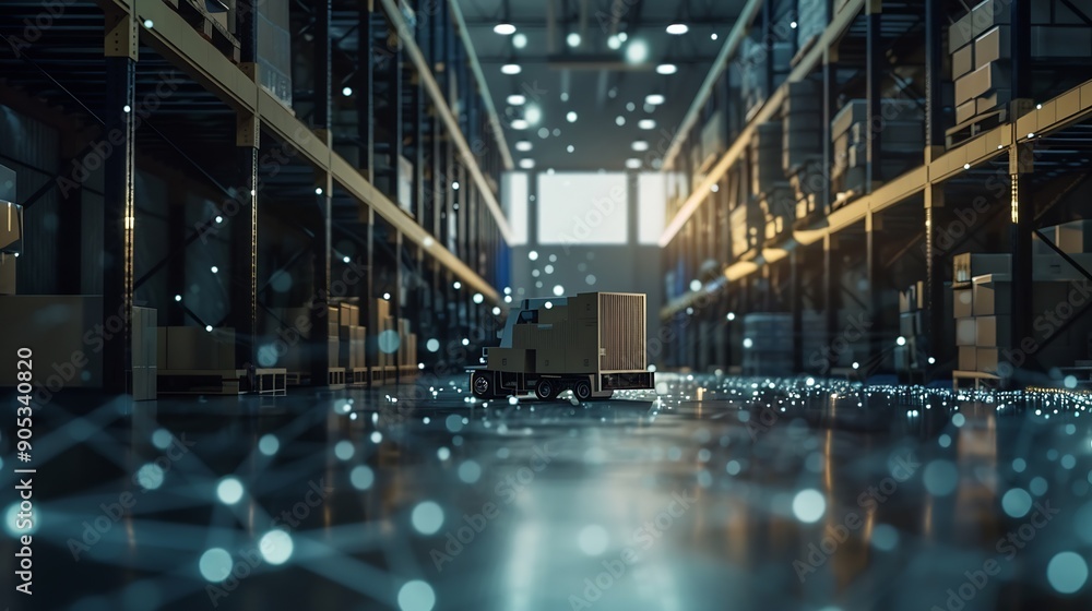 Aufkleber logistics warehouse and communication network : generative ai