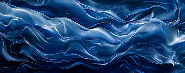 Obraz premium A deep cobalt background with smooth, wavy lines of contrasting colors such as white and deep blue, creating a sense of movement and fluidity.