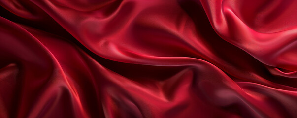 Fototapeta premium A vibrant crimson background with subtle textures of fabric, like silk or velvet, creating a luxurious and tactile visual effect with highlights and shadows.